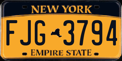 NY license plate FJG3794