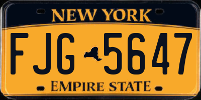 NY license plate FJG5647