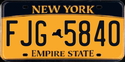 NY license plate FJG5840