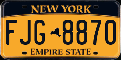 NY license plate FJG8870