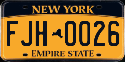 NY license plate FJH0026