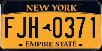 NY license plate FJH0371