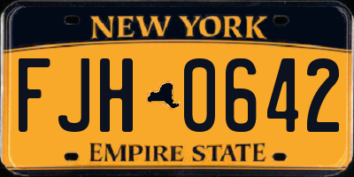 NY license plate FJH0642
