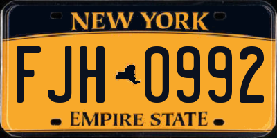 NY license plate FJH0992
