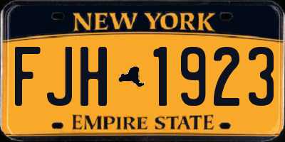 NY license plate FJH1923