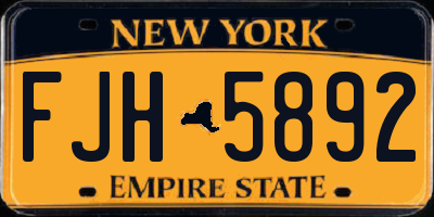 NY license plate FJH5892