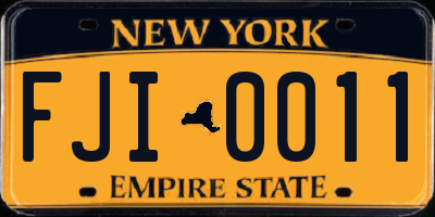 NY license plate FJI0011