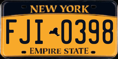 NY license plate FJI0398
