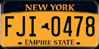 NY license plate FJI0478