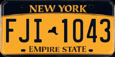 NY license plate FJI1043