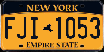 NY license plate FJI1053