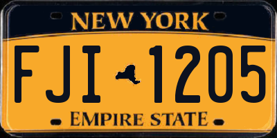 NY license plate FJI1205