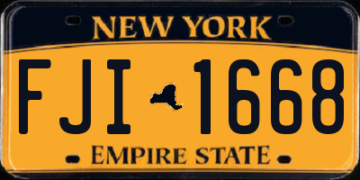 NY license plate FJI1668