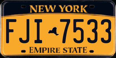 NY license plate FJI7533