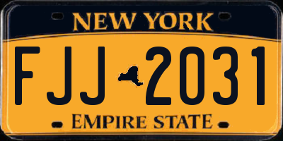 NY license plate FJJ2031