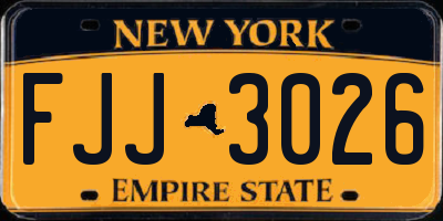 NY license plate FJJ3026