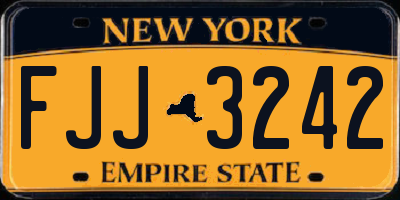 NY license plate FJJ3242