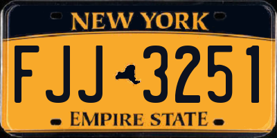 NY license plate FJJ3251