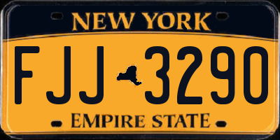 NY license plate FJJ3290