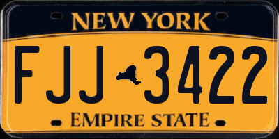 NY license plate FJJ3422