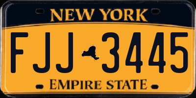 NY license plate FJJ3445