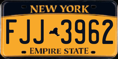 NY license plate FJJ3962