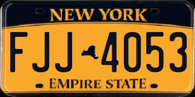 NY license plate FJJ4053