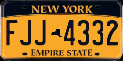 NY license plate FJJ4332