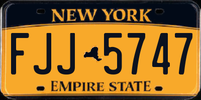 NY license plate FJJ5747