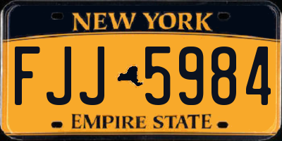 NY license plate FJJ5984