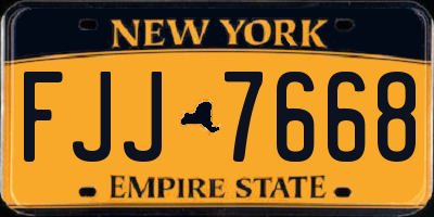 NY license plate FJJ7668