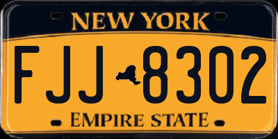 NY license plate FJJ8302