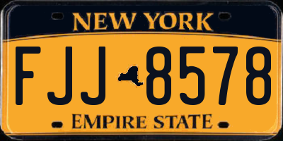NY license plate FJJ8578