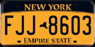NY license plate FJJ8603