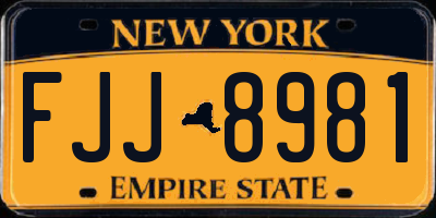 NY license plate FJJ8981