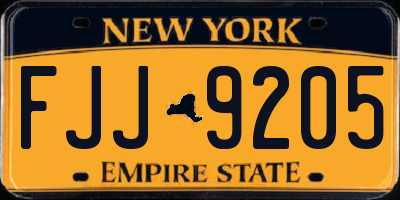 NY license plate FJJ9205
