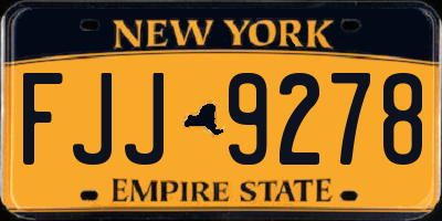 NY license plate FJJ9278