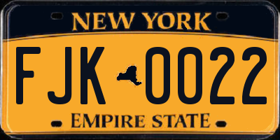 NY license plate FJK0022