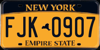 NY license plate FJK0907