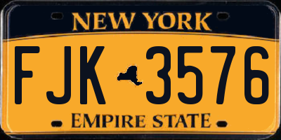 NY license plate FJK3576
