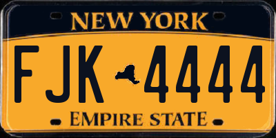 NY license plate FJK4444