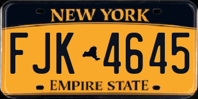 NY license plate FJK4645