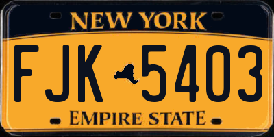 NY license plate FJK5403