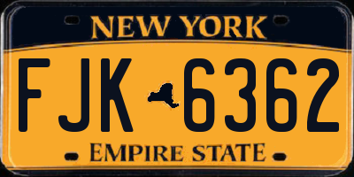 NY license plate FJK6362