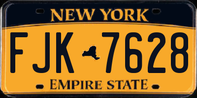 NY license plate FJK7628