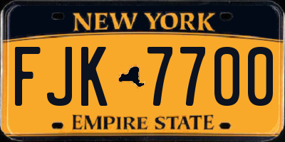NY license plate FJK7700