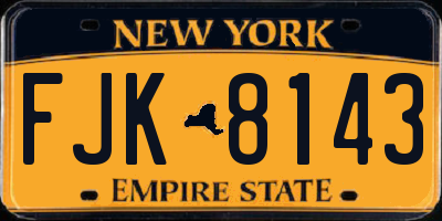NY license plate FJK8143