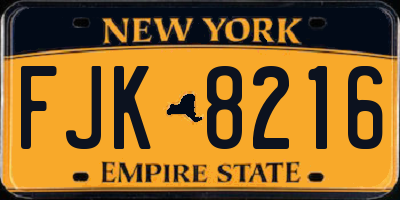 NY license plate FJK8216