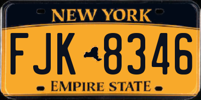 NY license plate FJK8346