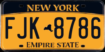 NY license plate FJK8786